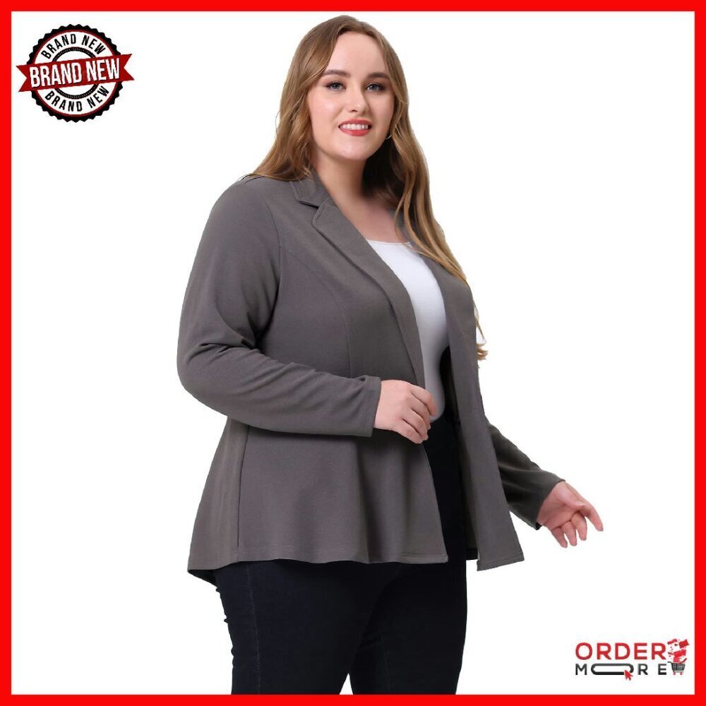 Plus Size Peplum Blazer Notch Lapel Business Casual Work Jacket